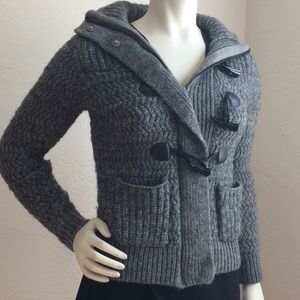 Loft chunky knit sweater with toggles and zipper closure
